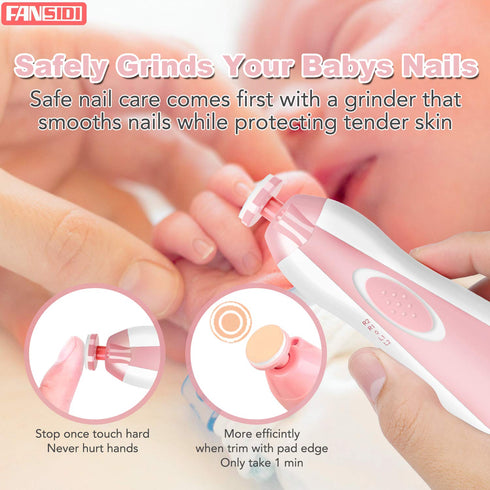 Trimmer Set 10 8 FANSIDI Baby Nail File Electric Nail Safe Baby Nail Clippers Manicure with Grinding Heads Sandpapers