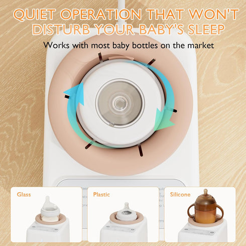 Waterless Baby Bottle Shaker and Warmer, Fast Heating & Automatic Mixing for Formula, Adjustable Temperature, Quiet