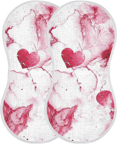decor gift 4 Pack 22x11in Cotton Baby Muslin Burp Cloths Breathable Heart Marble Valentines Baby spit up Cloth