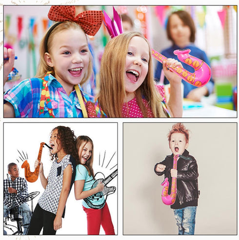 Inflatable Saxophone Musical Instruments, Microphone Party Supplies, 12pcs Red Bag Fillers for Hen Night Stag Dress Up