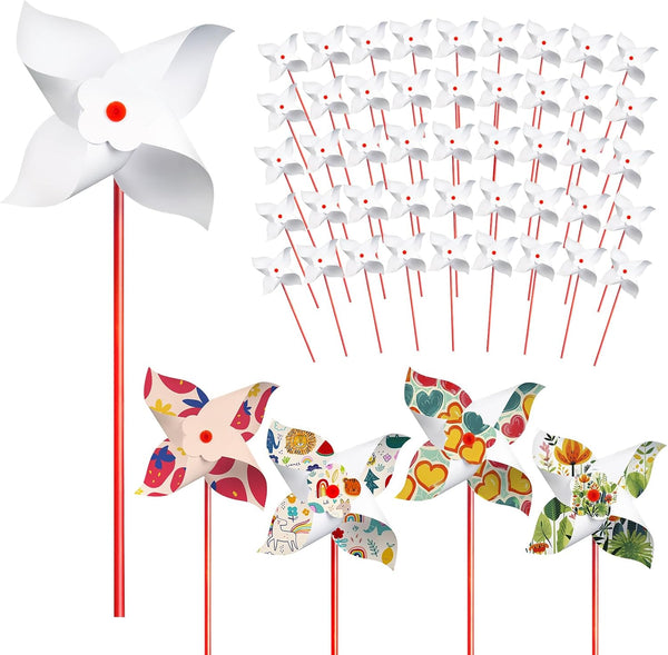 Bosctanuc 200 Pcs DIY Pinwheels for Kids Bulk Blank Paper Pinwheels Color