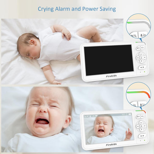 Firskids 5" 2-Way 32H Mode,1000ft Baby Monitor with Camera and Audio, No WiFi Travel Baby Monitor, Pan Tilt Zoom Baby