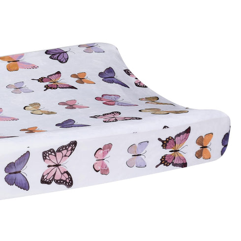 Soft/Cozy Lambs & Ivy Butterfly Dreams Fleece Changing Pad Cover - White