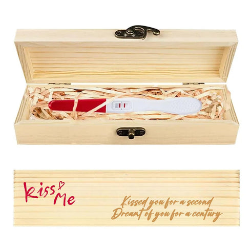 Xtlonbom Pregnancy Test Keepsake BoxKISS ME Wooden Pregnancy Test Gift Box Pregnancy Announcement