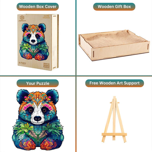 Wooden Jigsaw Puzzles for Adults, Unique Panda Shape Wood Cut Puzzles for Puzzle Lovers, Birthday Gifts for Family