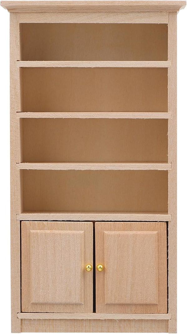 Toyvian Mini Wooden Drawer Cabinet, 1: 12 Dollhouse Decoration Bookshelf with Wood