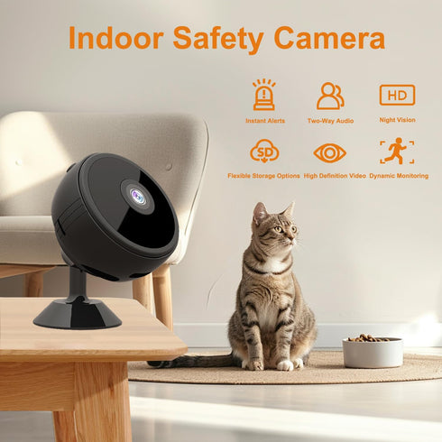 ZHENHAN Mini Camera Wireless Cam with Advanced Night Vision & Motion Detection, Remote Control Phone App, Dual SD/Cloud