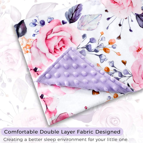 30'' x 40'' Baby Blankets, Super Soft Floral Minky Toddler Newborn Blanket for Boys Girls, Double Layer, Crib Receiving