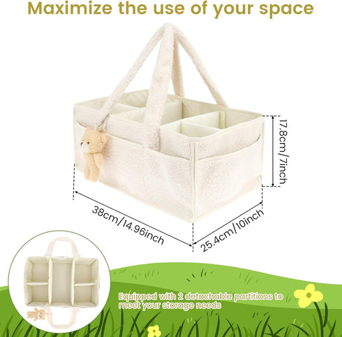 Kandishiex US Baby Diaper Caddy with Removable Dividers Portable Diaper Caddy Organizer Practical Diaper Organizer