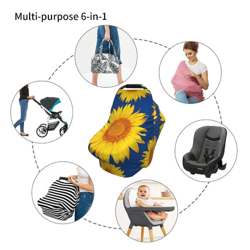Schgap Sunflowers Baby Car Seat Covers Canopy, Nursing Cover Breastfeeding Baby Carrier Covers Carseat Canopy
