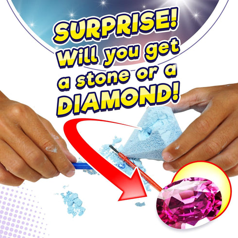 JA-RU Real Diamond Mine Gemstone Dig Kit (2 Packs) - Break Your Own Geodes, Party Favors for Kids Goodie Bags