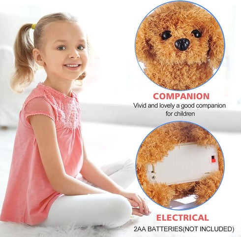 WorWoder Plush Teddy Toy Puppy, Electronic Interactive Pet Dog for Kids, Walking Barking Companion Animal