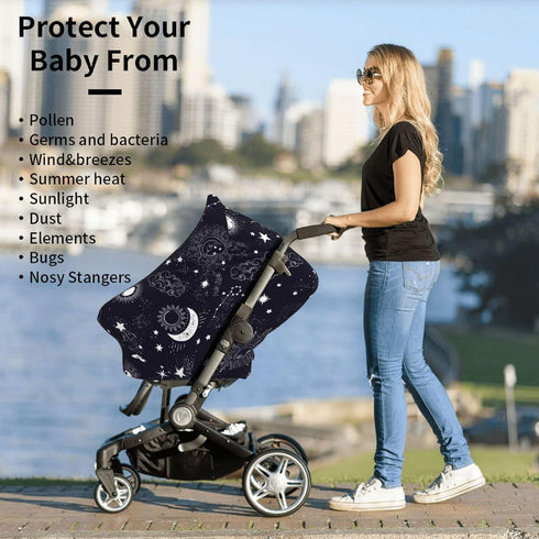 Schgap Space Galaxy Baby Car Seat Covers Canopy, Nursing Cover Breastfeeding Baby Carrier Cover Stretchy Carseat Canopy