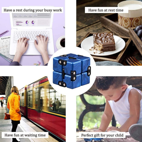 QIYI Little Golden Elephant Upgraded Infinity Cube Fidget Toy, Cool Mini Gadget for Stress Relief, Sapphire