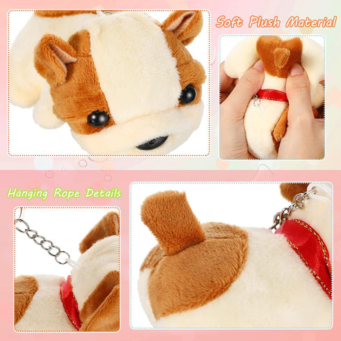 12 Pcs Cute Stuffed Animal Toy - 4 Inch Mini Plush Mermaid Tiger Turtle Puppy Pig Alpaca Cat Keychain Pendant