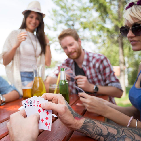 "LotFancy Waterproof Playing Cards - 100% Plastic, 2 Decks with Cases for Pool Beach Water Card Games"