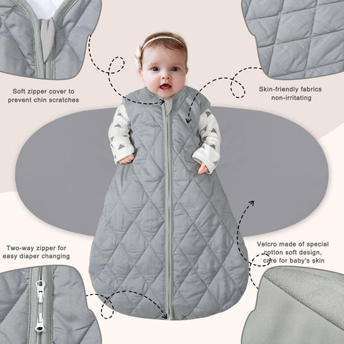 Swaddle,3-Way 2.5 0-3 BSTOPPT Newborn Sleep Sack Baby Adjustable Wearable Blanket,Swaddling Sleeping Bag,TOG (Gray