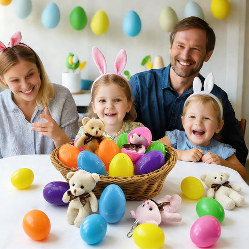 Abakuku 12 Toy,3.15in Pcs Prefilled Easter Eggs Plush Bright Colorful Eggs Prefilled with Variety Plush Toy Easter
