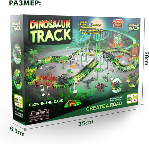 268 3-5, Set, 2 Set, 3-9 PCS Race Tracks Dinosaur Toys for Kids Glow in The Dark Magic Toy Dinosaur Cars Track