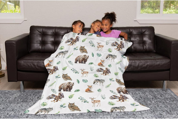SqtmuHLuo 60x80inch Animal Baby Blanket Boys Girls Deer Bear Owl Flannel Plush Nursery Bed Blanket Newborn Swaddling