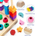 Montessori Wooden Lacing Beads Toys for 2-4 Year Olds, Sequencing & Stacking Block Toy with Storage Box