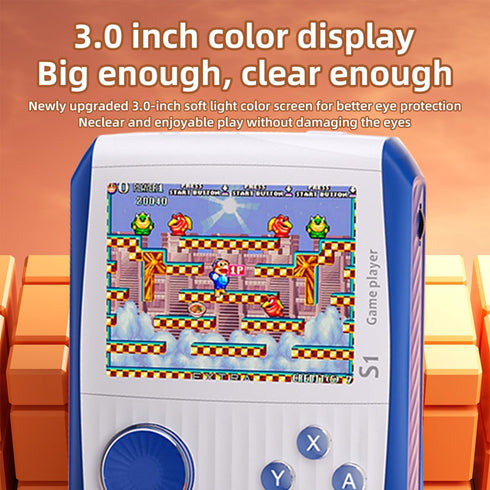 Portable Handheld Games: Retro Mini Video Game Console with 666 Classical FC Games, 3.0" Color Screen, S1-White