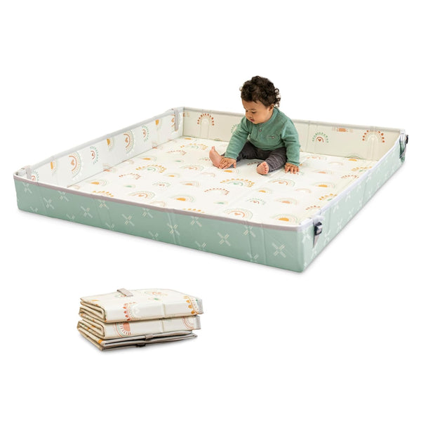 Infantino Foldable Soft Foam Play Mat, 57" Baby Mat for Floor Time,