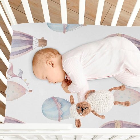 Watercolor Hot Air Balloon Crib Sheets for Boys and Girls, Soft and Breathable, 52 x 28 x 9 Inches