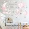 WEWINLE Dream Big Little One Elephant Wall Stickers, Pink Moon Hot Air Balloon