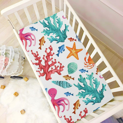 Pack 39" 27" Colorful Ocean Animal Crib Sheets for Boys Girls N Play Sheet Soft Breathable Mini Crib Sheets x