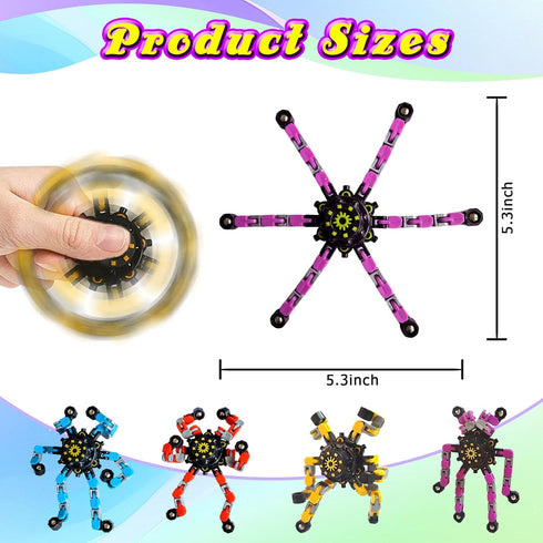 YAIUERL 24 Pcs Funny Sensory Fidget Toys,Deformable Chain DIY Robot Spinners Fingertip Stress Relief Gyro Toy Birthday
