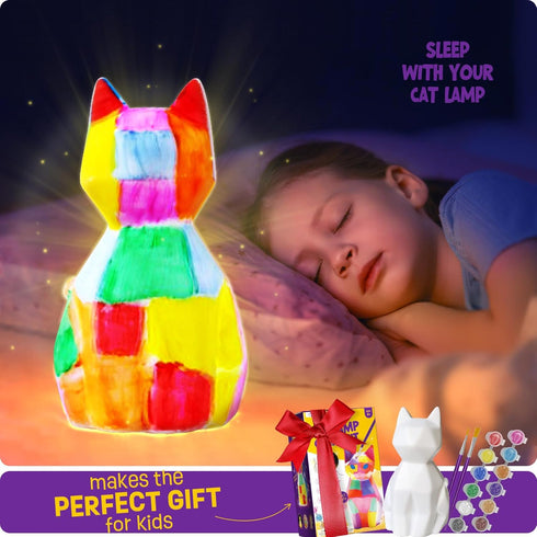 Paint Your Own Cat Lamp Kit, Art Supplies for Kids 6-12, Painting Kit for Arts & Crafts Birthday Gift for Ages 6-12