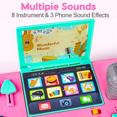 1-3 6-9-12-18 1 0-2 Baby DJ Table for Toddlers with Music & Light, Musical Baby Piano Toys Months Toddler Activity