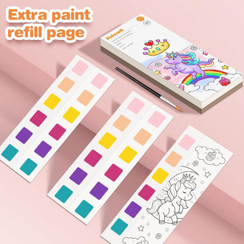 Kidcraft 2 Pack, Set 4 5 6 7 8+, Paint with Water Coloring Books for Kids - Pocket Mess Free Watercolor Painting Kit