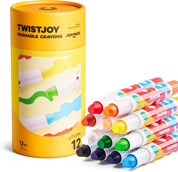 Jar Melo Jumbo Crayons for Toddlers, 12 Colors TwistJoy Crayon Non Toxic