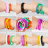 LIANGYUNZE 60Pieces 80s Gummy Silicone Jelly Bracelets Nonluminous Stretchy Mixed Silicone Wristbands Hair Ties
