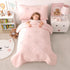 Sets 4 Pink Toddler Bedding for Girls, Pieces Soft Microfiber Floral Embroidery Toddler Bed-in-a-Bag Includes Soft