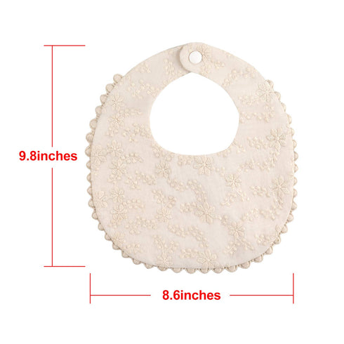 GZMM Baby Bib For Girls - Reversible Waterproof Handmade Natural Cotton Baby Drool Bib 0-12 months, 2 Pack (off-white)