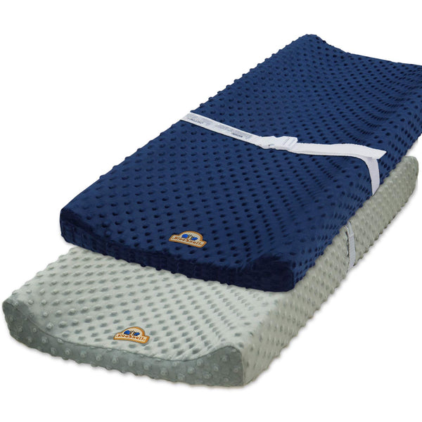 BlueSnail Ultra Soft Minky Dot Changing Pad Cover 2 Pack (Gray + Navy)
