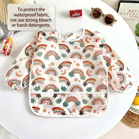 5 Pack 6-36 PandaEar Baby Long Sleeve Bibs| Waterproof Full Sleeve Bib for Baby Infant Toddler Months