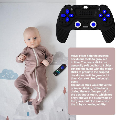 2-Pack Silicone Baby Teether Toys, TV Remote Control Shape Chew Toys for Babies 6-18 Months (Black)