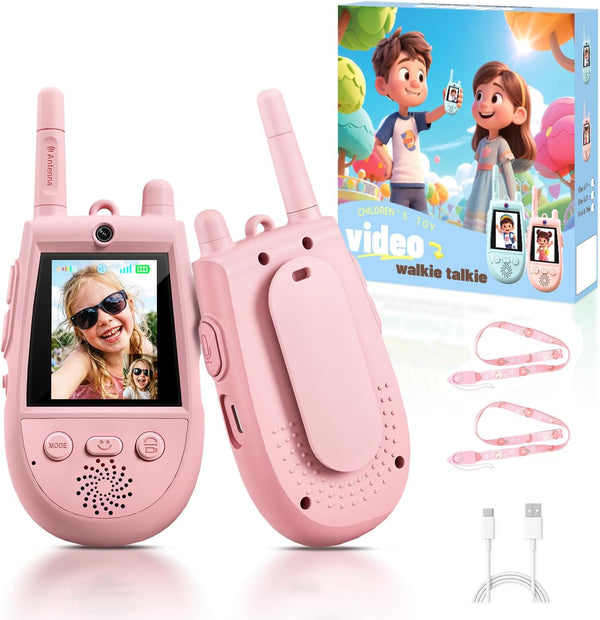 YUSSBCU 2 Pack Walkie Talkies for Kids, Rechargeable Kids Video Walkie Talkies with