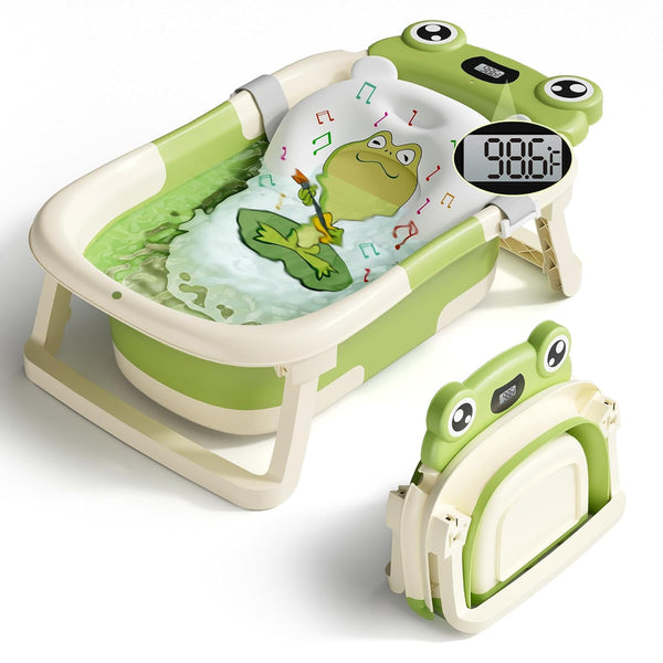 BUNWAG Baby Bathtub, Collapsible Newborn Bathtub for Infant to Toddler 0-24 Months