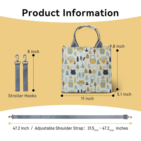 Compact Owl-Themed Waterproof Mini Diaper Bag - Multi-Function Travel Handbag