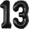Jonhamwelbor 13 Number Balloons, Black Jumbo Foil Mylar Helium Balloons for 13th 31st Birthday Party Decorations