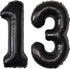 Jonhamwelbor 13 Number Balloons, Black Jumbo Foil Mylar Helium Balloons for 13th 31st Birthday Party Decorations