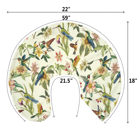 Hummingbirds Vintage Tropical Floral Baby Nursing Pillow Covers for Boy Girl Spring Birds Nursing Slipcovers