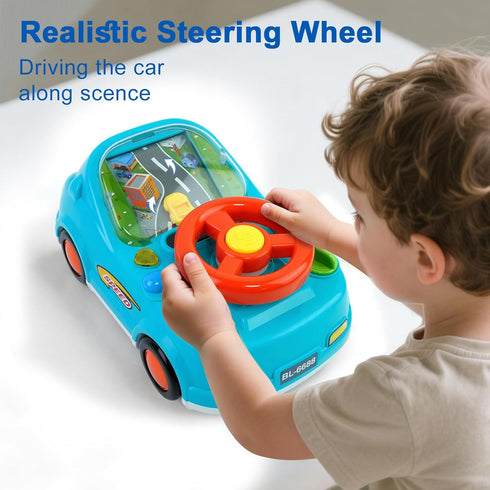 DELUTIQUE 1 1-3,Gift 1 2 3 Toys for + Year Old Boy,Toddler Racing Car Steering Wheel Toy with Sound & Light,Car Toys