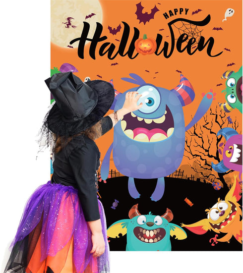 Halloween Party Games Pin Eye on The Monster Game, Reusable Halloween Party Favor Supplies for Kids