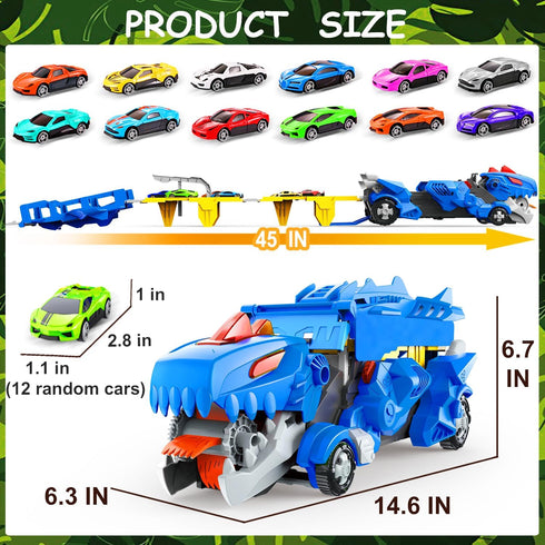 VESIHOLO 3-5, 12 Set, 3 4 5+ Dinosaur Toys for Kids Dinosaur Truck with Cars Toys, Car Track Birthday Gifts Toys